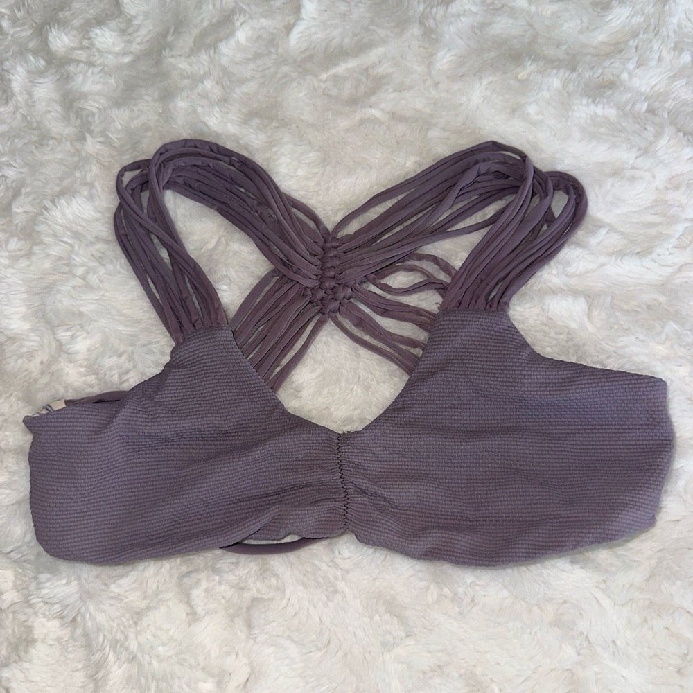 purple and blue reversible maaji bikini top, size XS